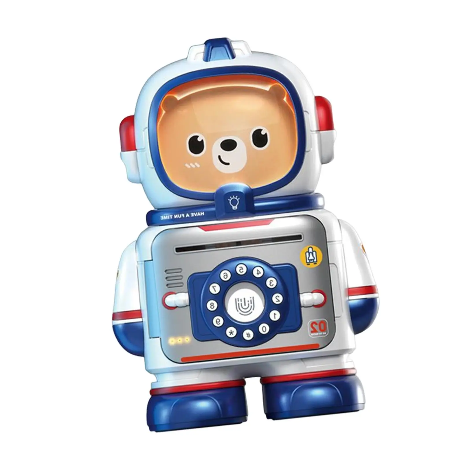 Novelty Astronaut Bear Piggy Bank with Code Lock Decor Automatic Roll Money Early Educational Money Box for Holiday Desktop