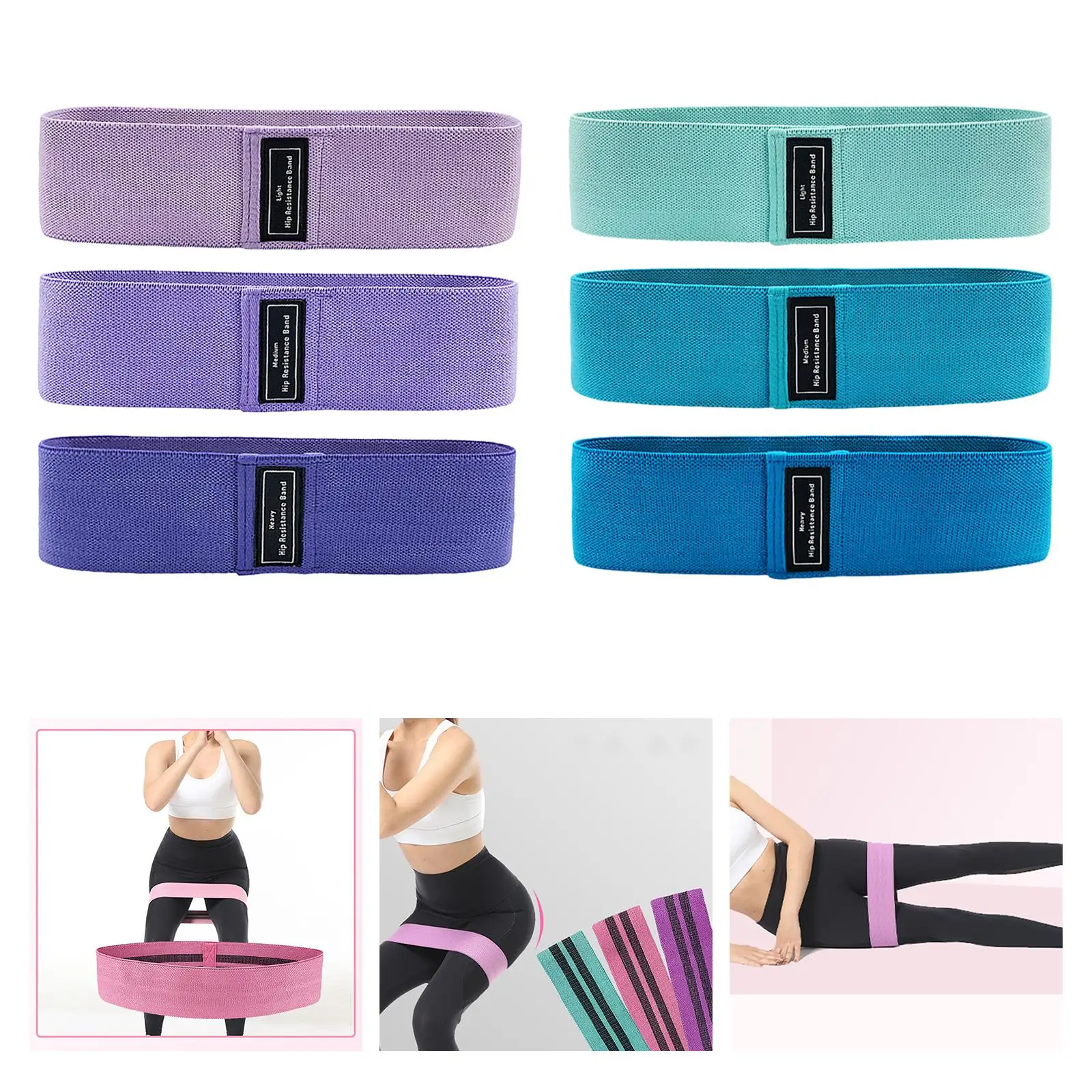 3x Resistance Bands 3 Different Resistance Levels Workout Elastic Belt Bands for Women Men Thigh Fitness Strength Training