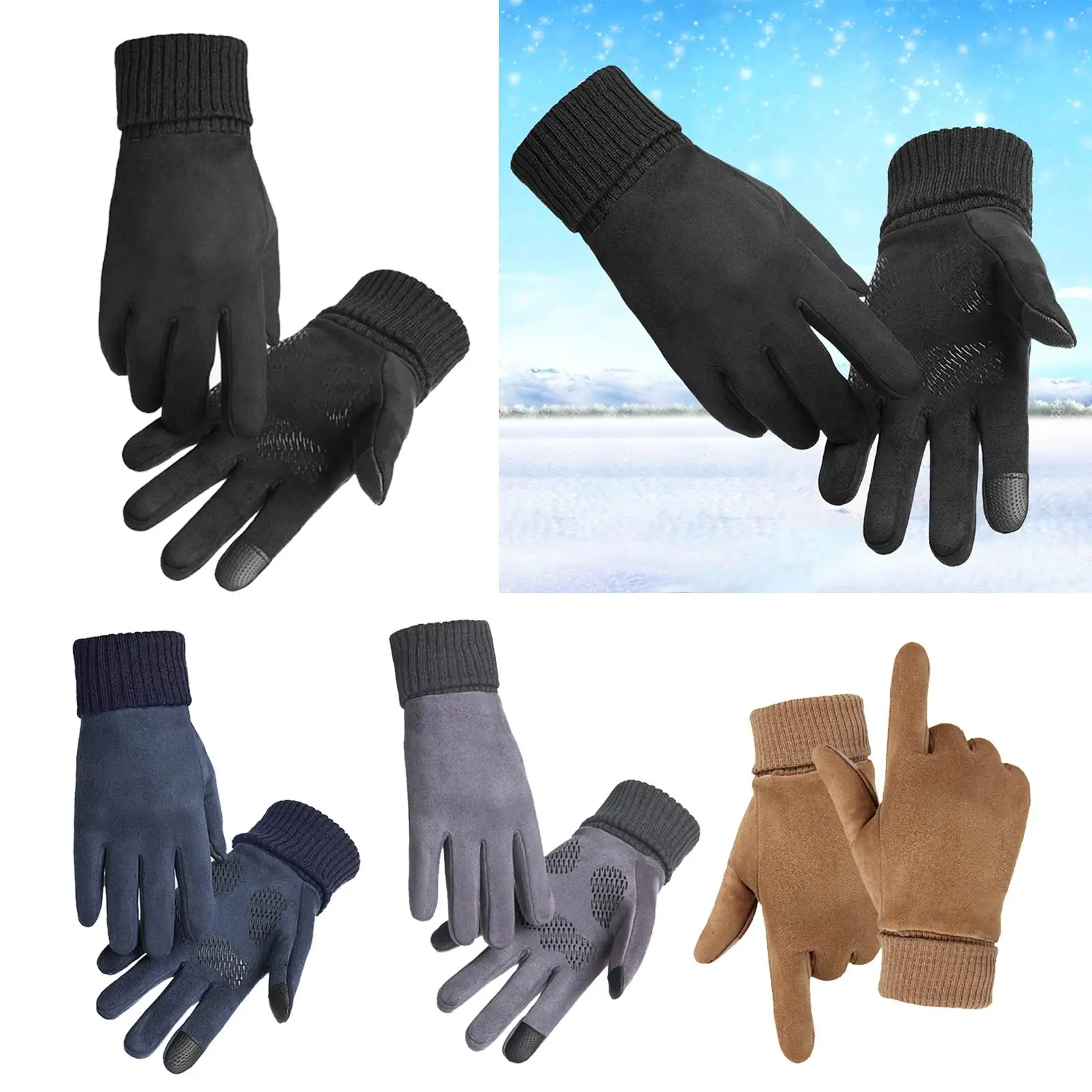 Winter Warm Gloves Full Finger Comfortable Lightweight Thermal Cycling Gloves for Men Hiking Skiing Outdoor Activities Running