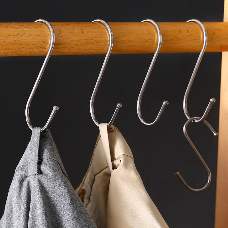Description Picture 4 of itemStainless Steel S-Shape Hook Multi-function Kitchen Bedroom Railing S Hanger Hook Clasp Holder Hooks Hanging Clothes Rack