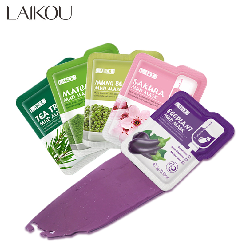 Best of LAIKOU 5pcs Mud Mask Clay Mask Sakura Matcha Eggplant Tea Tree Mung Bean Oil-Control Deep Cleansing Whitening Facial Skin Care Reviews & Tips