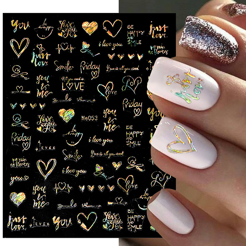 Best of 3D Laser Heart Letter Nail Sticker Nail Art Decoration Flower Star Nail Accessories Self-adhensive Nail Films Manicure Stickers Reviews & Tips