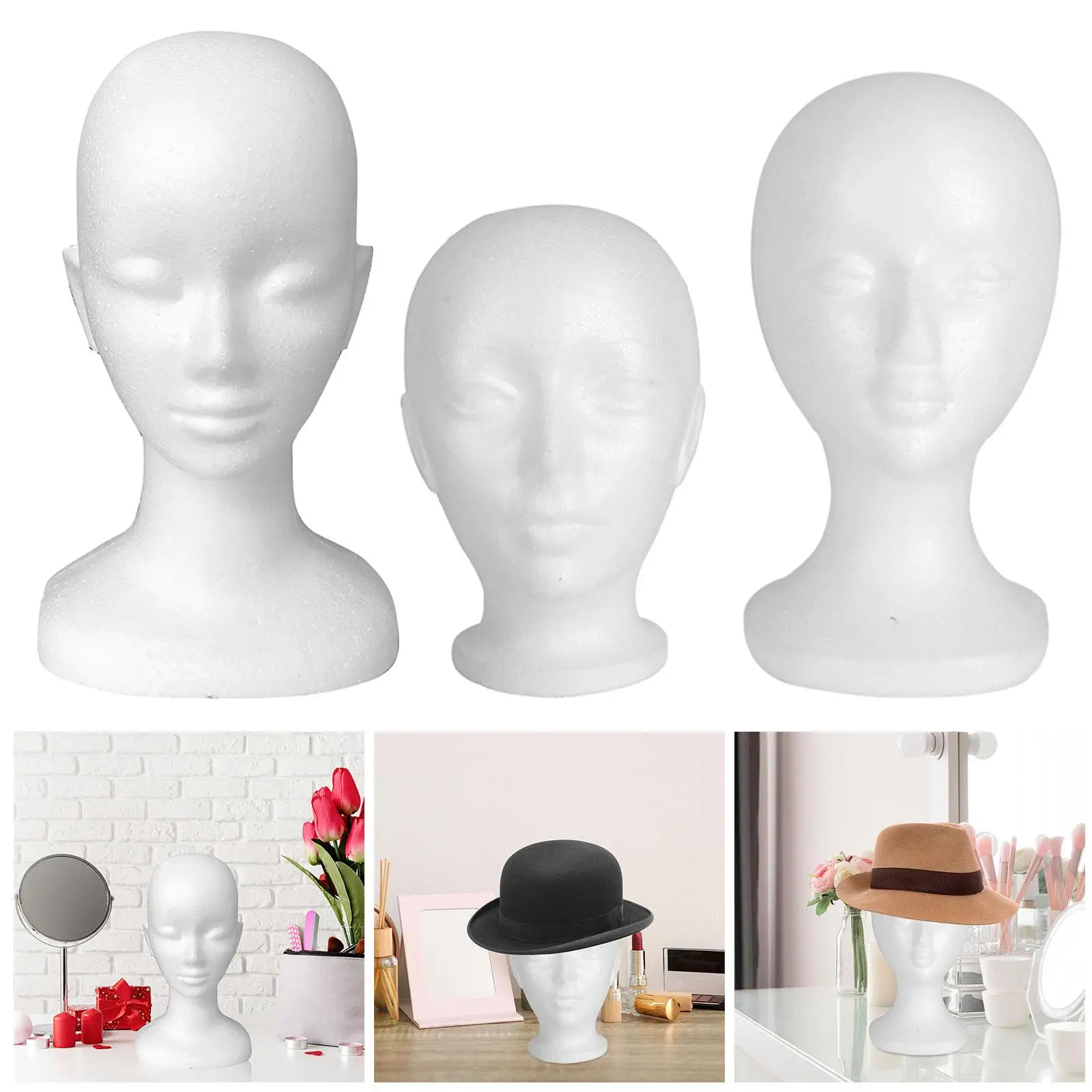 Mannequin Head Stand Model White Lightweight Stable Manikin Head Hair Glasses Hat Display for Hats Headset Home Sunglasses Salon