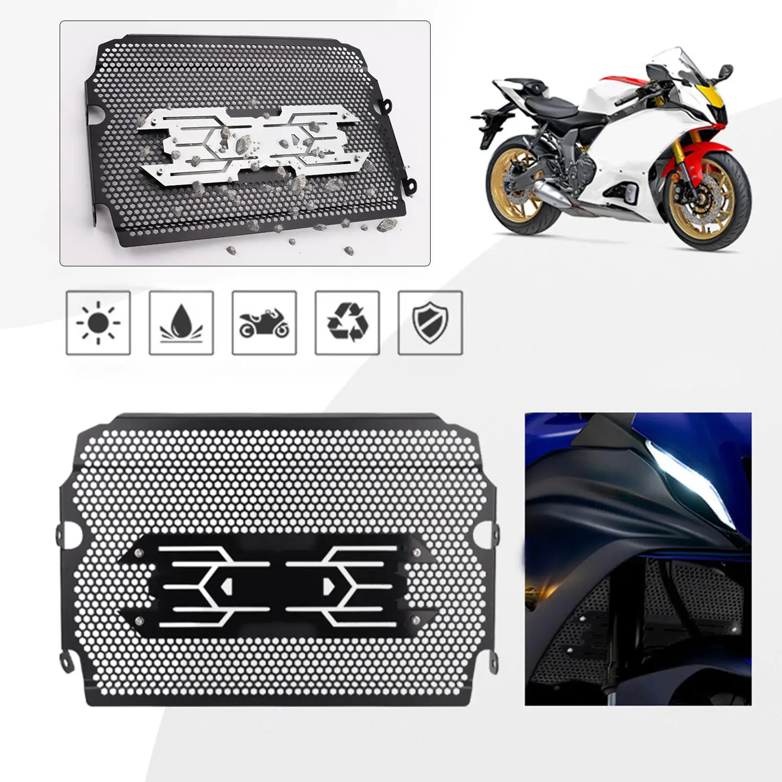 Motorcycle Radiator Grille Guard Protector Cover Black Mesh Engine Water Tank Shield Cover for Yzf R7 Accessory