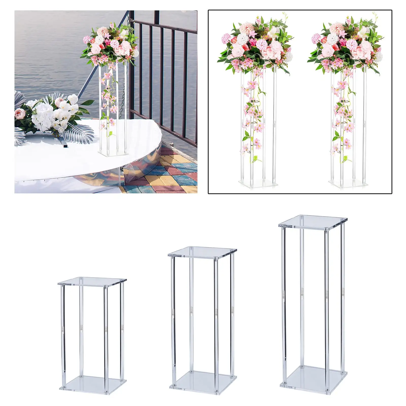 Acrylic Vases Wedding Centerpieces Modern Clear Tall Flower Vase for Bridal Shower Party Wedding Dining Table Shelf Desk Decor