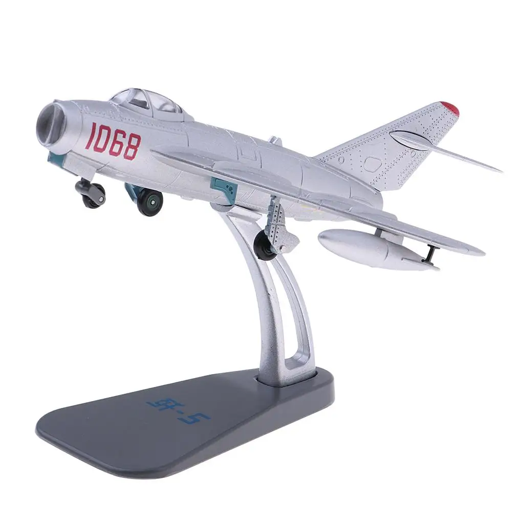 Jet Fighter 1/72 Military Aircraft China Air Force J-5 Diecast Display Model with Stand for Decoration or Collection Gift