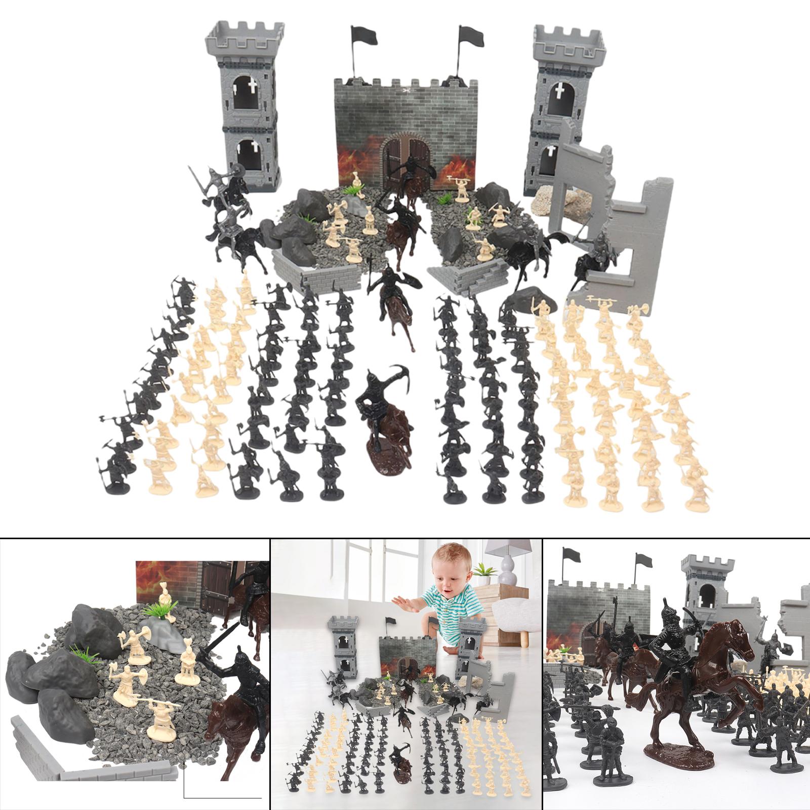 Simulation Soldier Model Set Cavalry Development Toys Ruins Arrow Towers Ancient Soldier Soldier Static Model Warriors for Gift