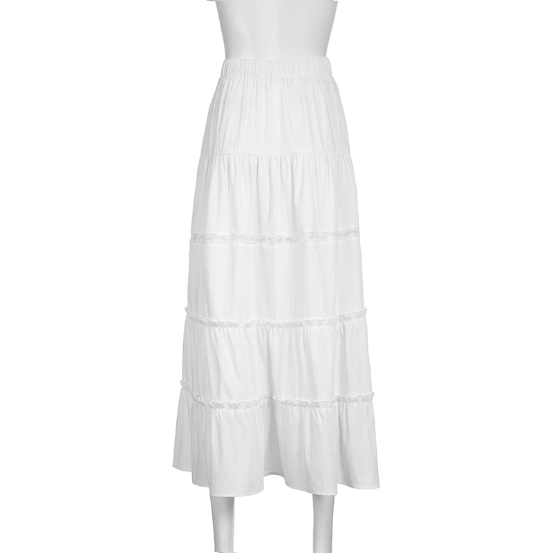 Wsevypo-American Retro Branco Flowy Hem Saias Femininas,