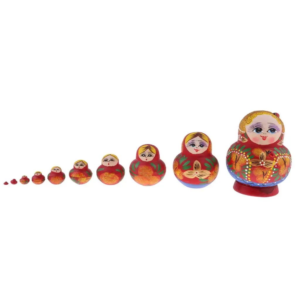 Girls Printed 10 PCS Russian Matryoshka  Nesting Dolls  Gift Toy