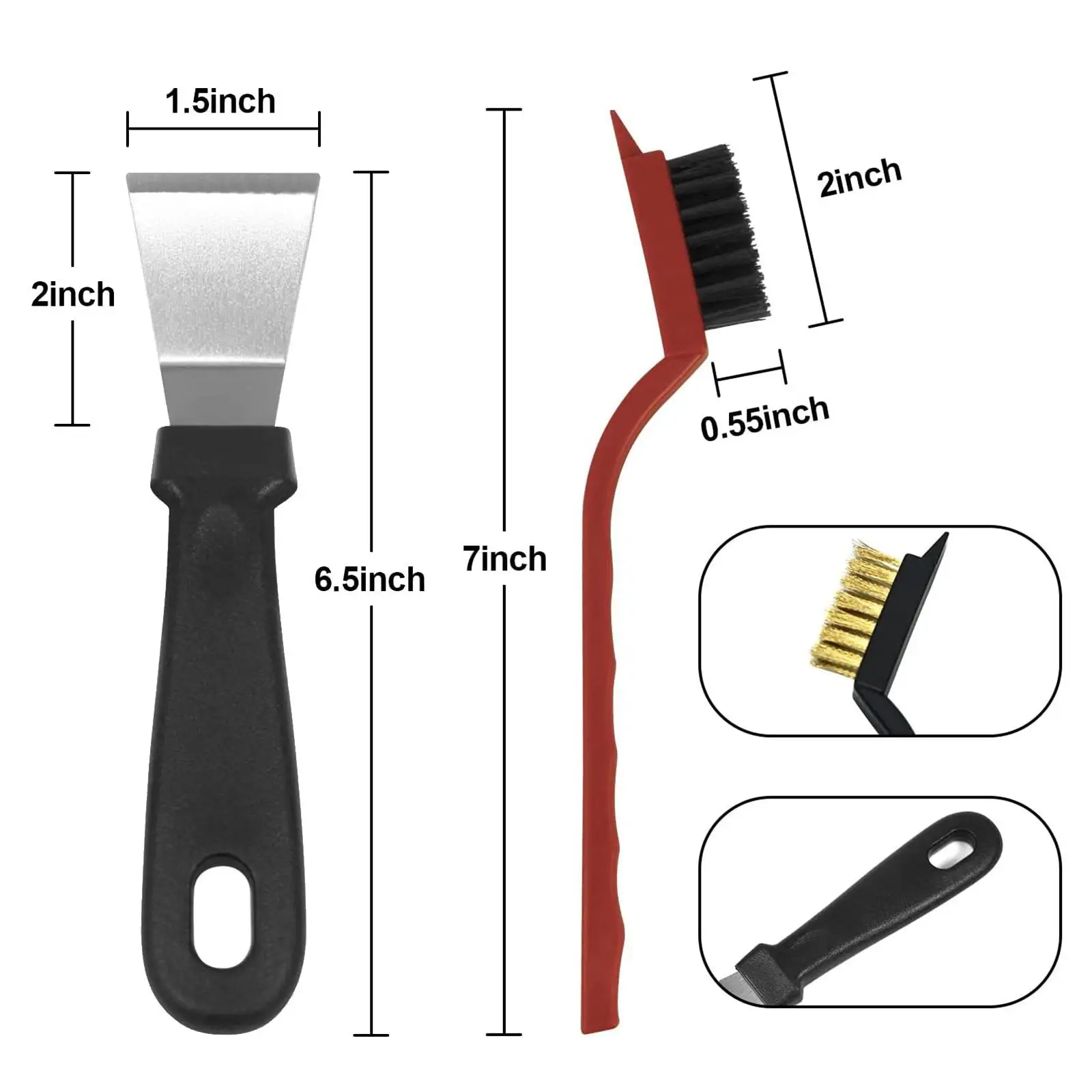 5x Wire Brush Set Scraper Tool for Cleaning Welding Slag, Paint and Dust with Curved Handle Grip Stove Cleaning Brush