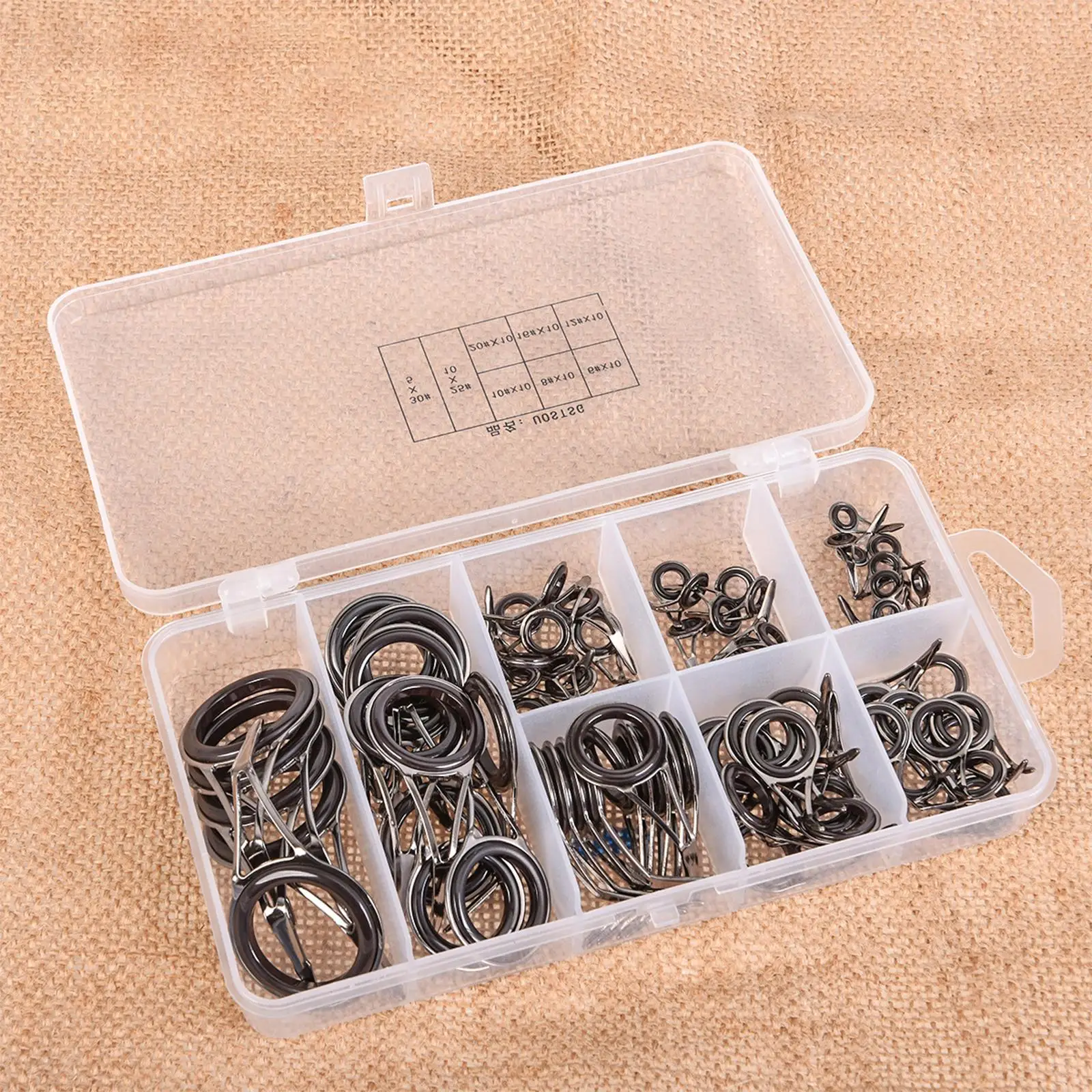 75x Fishing Rod Tip Guide Rings Set Stainless Steel Mixed Size in A Box