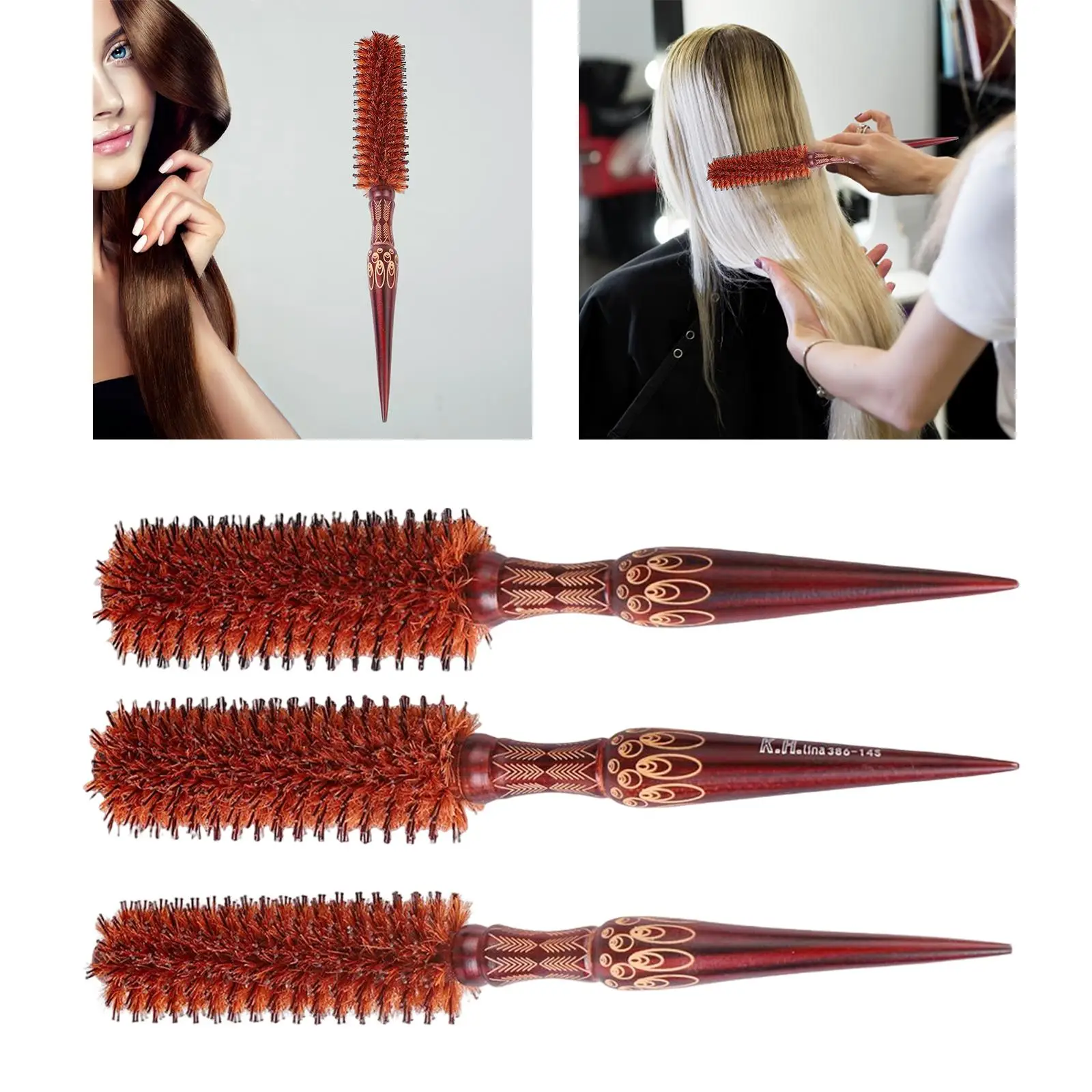 Bristle Round Hair Brush Anti Static Light Weight Styling Tools Hair Curly Comb for Heat Styling Barber Long Hair Salon