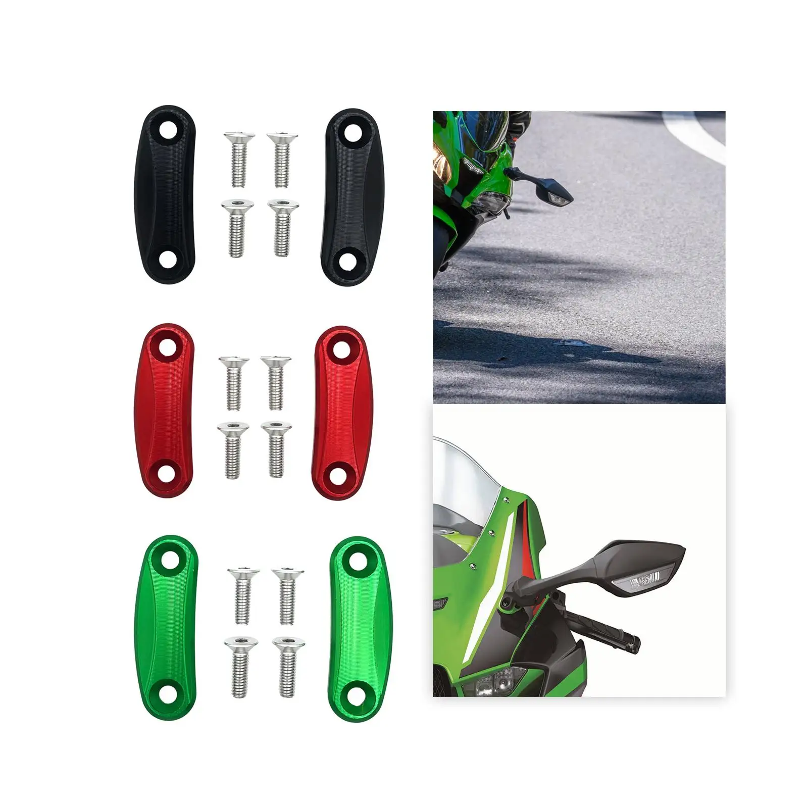 2x Motorcycle Mirror Extenders for Kawasaki ZX6R 2019-2023 Spare Parts