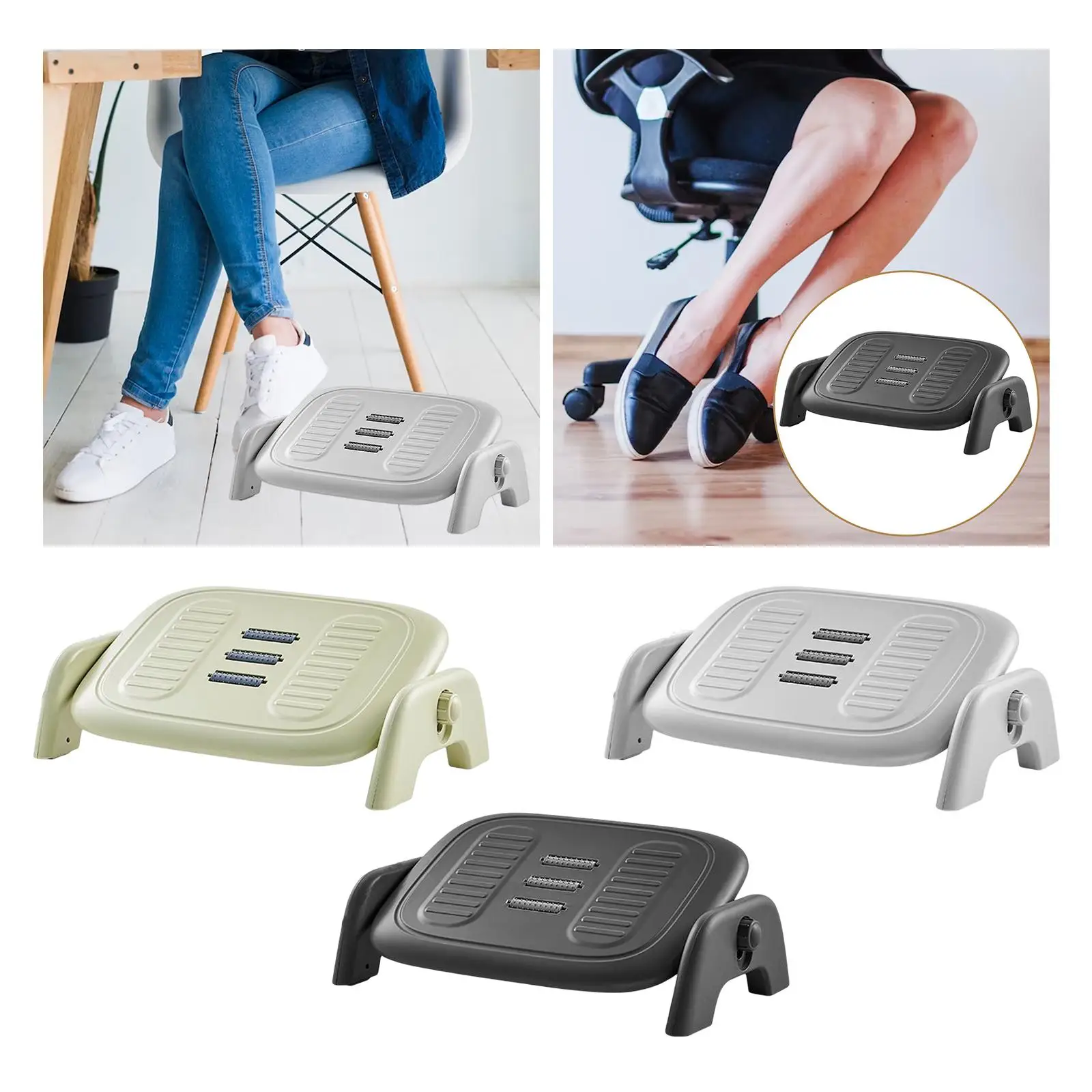 Ergonomic Foot Rest Non Slip Foot Stool Height Adjustable Non Skid Adjustable Footrest Office Footrest for Plane Travel Work