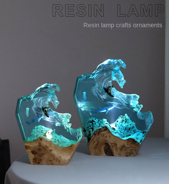 Blue UV resin crystal hanging lamp - hot perfect cozy nightlight