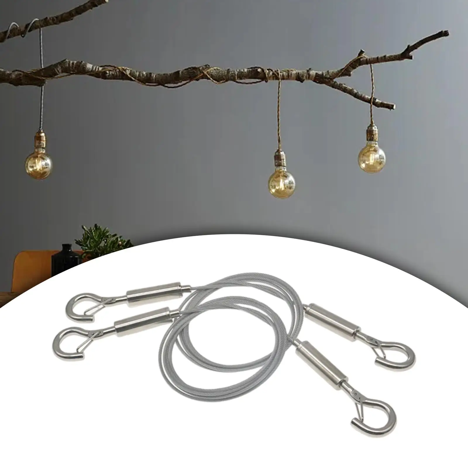 Heavy Duty Mirror Hanging Wire Suspension Kit Versatile Good Load Bearing Accessory Adjustable 6.56 Feet Long for Indoor Outdoor