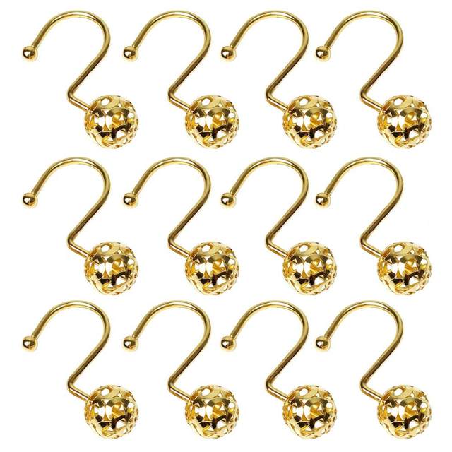 12PCS Luxury Shower Curtain Hooks Rustproof Metal Shower Curtain