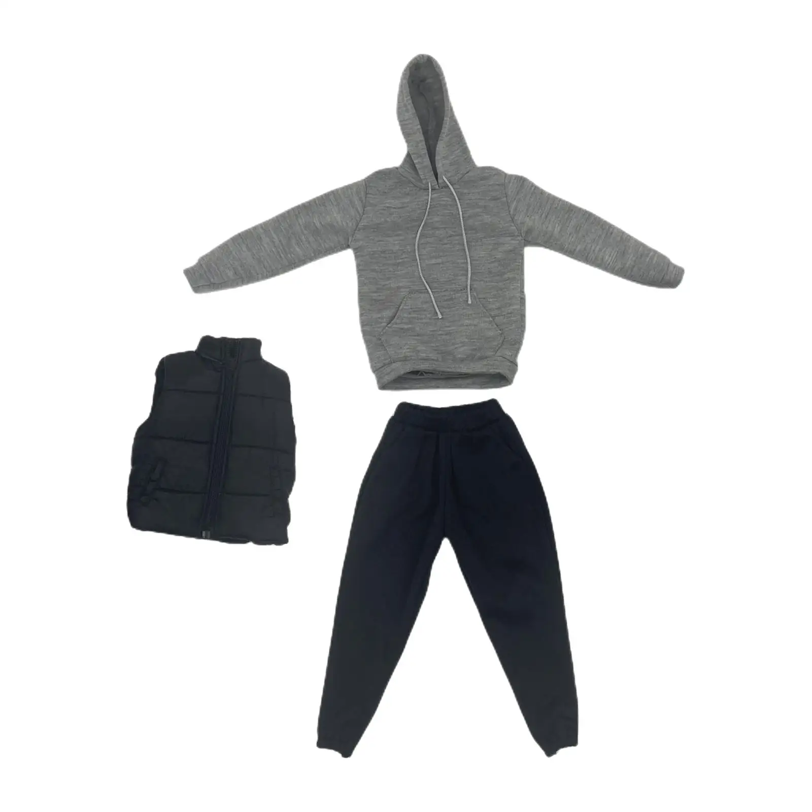 3 Pieces 1:6`s Clothes Includes Waistcoat, Top Hoodie and Pants for 12`` Action Figures Accessories