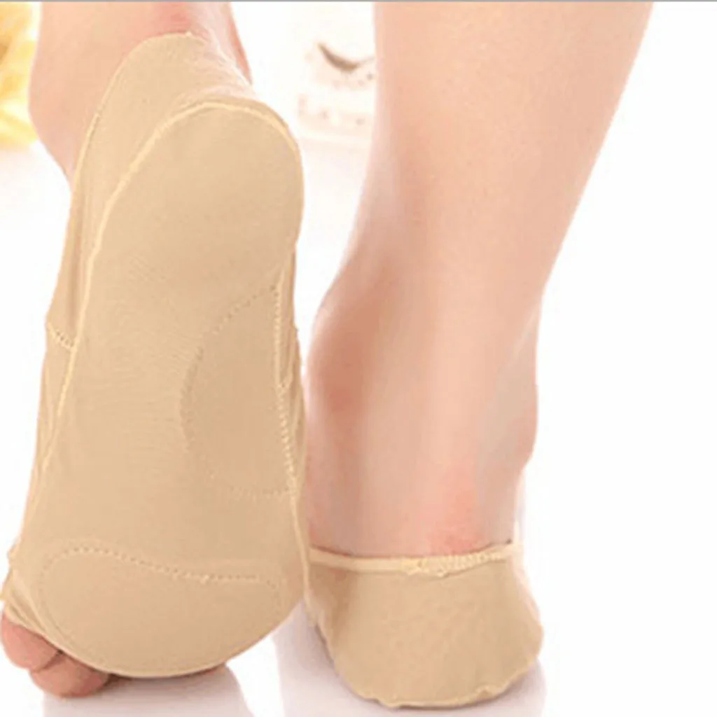 Summer Open Toe Socks Invisible Anti-slip toeless Socks for Women Lady-Nude