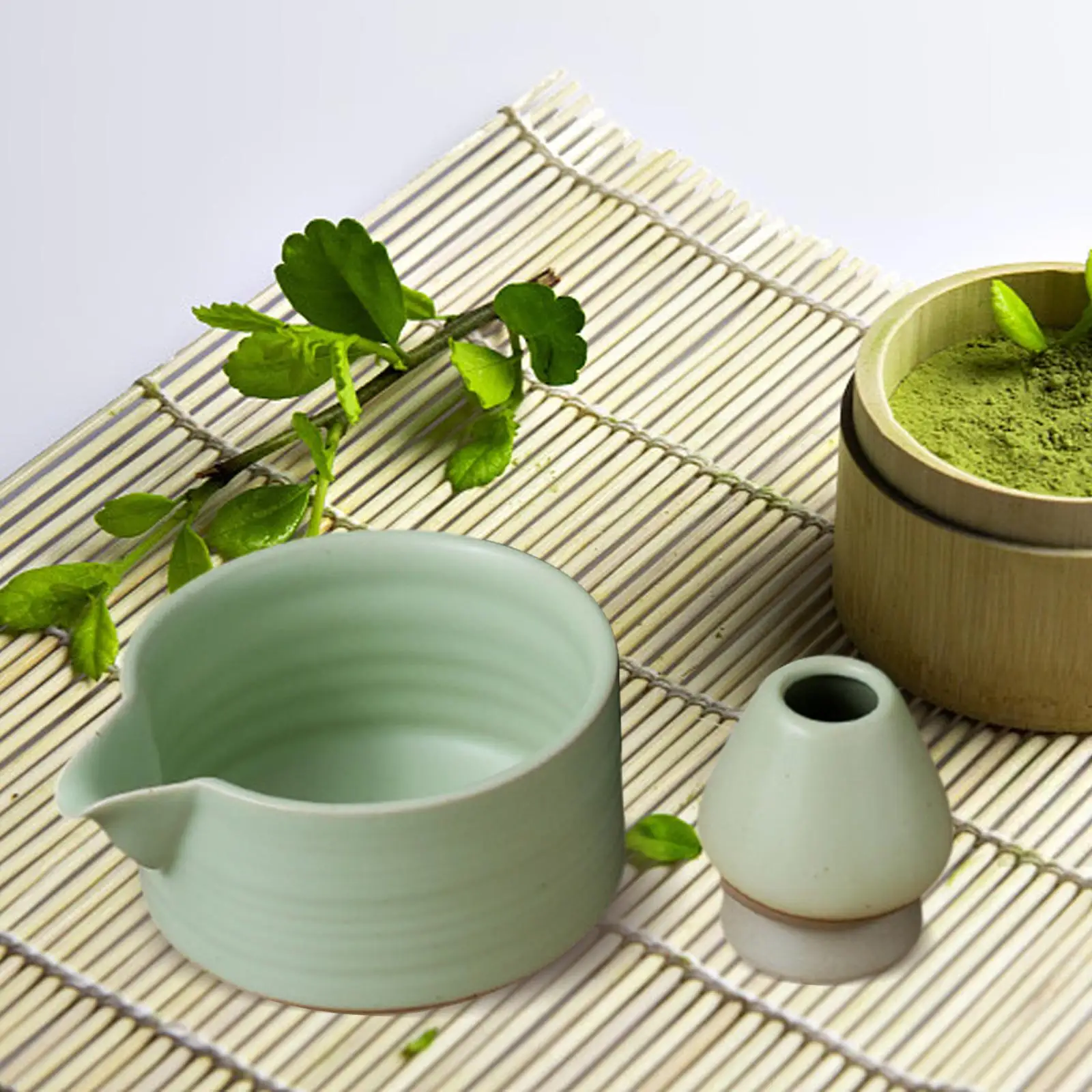 2x Matcha Ceremony Accessory with Whisk Holder Matcha Ceramic Bowl Matcha Bowl for Tea Lovers Beginner Friends Gifts