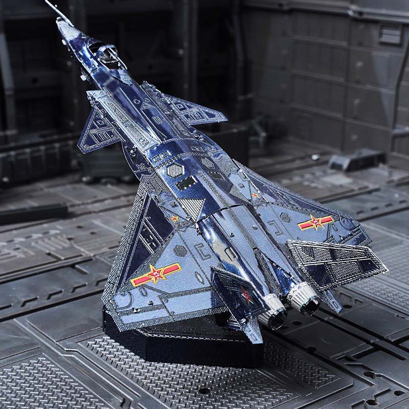 Buntes J-20 Kämpfer 3d Metall puzzle handgemachtes Flugzeug Miniatur zusammen gebautes Modell Puzzle Spielzeug für Erwachsene kreatives Geschenk – Detail 2