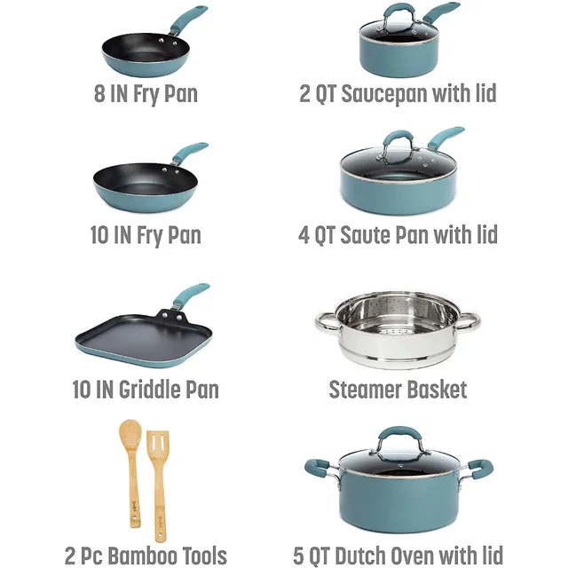 Goodful Premium Nonstick Pots and Pans Set, Diamond Reinforced Non-Stick  Coating, Made Without PFOA, Dishwasher Safe, 12-Piece, Charcoal Gray