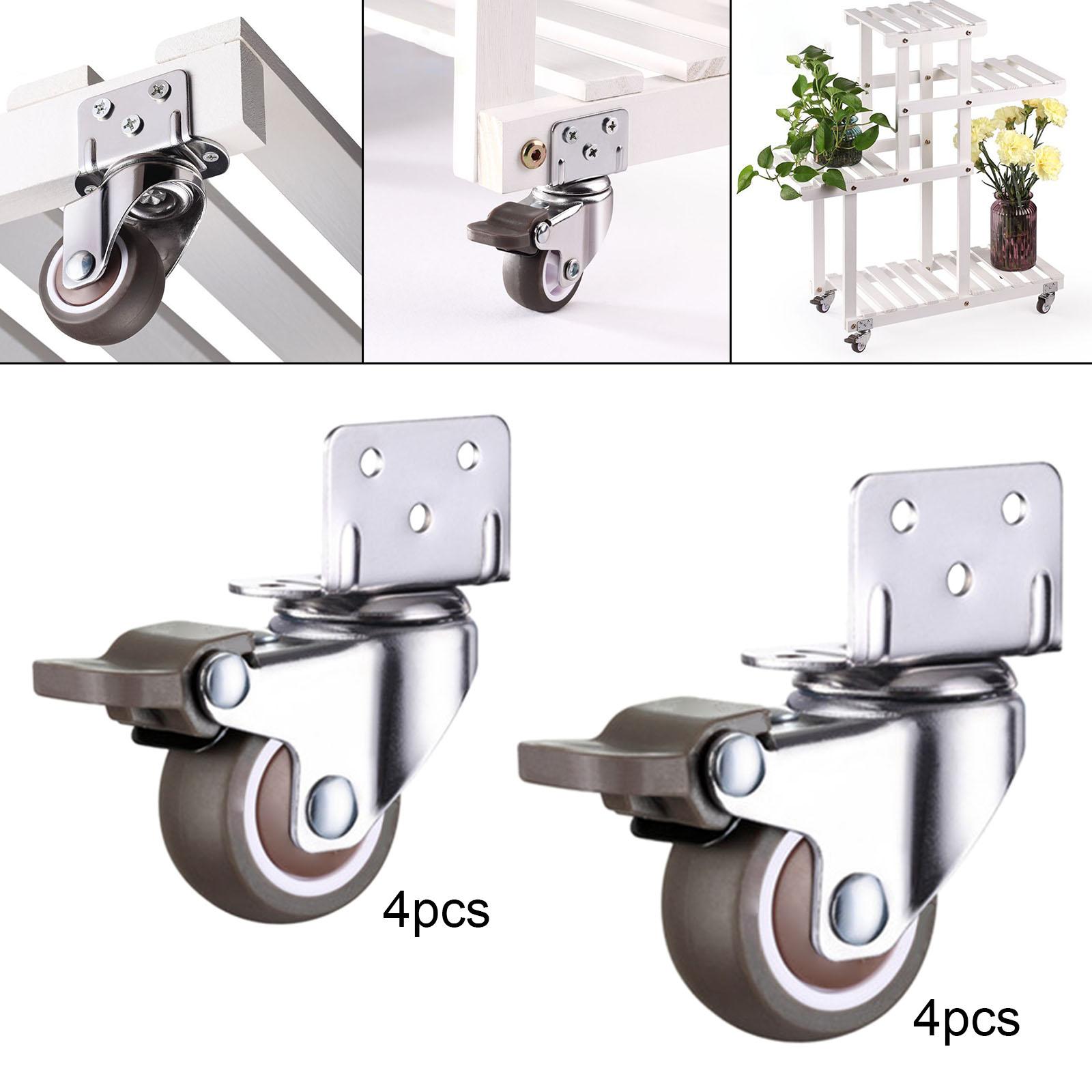 4Pcs Swivel Plate Casters Rubber Wheel Baby Bed Cabinet Silent Furniture