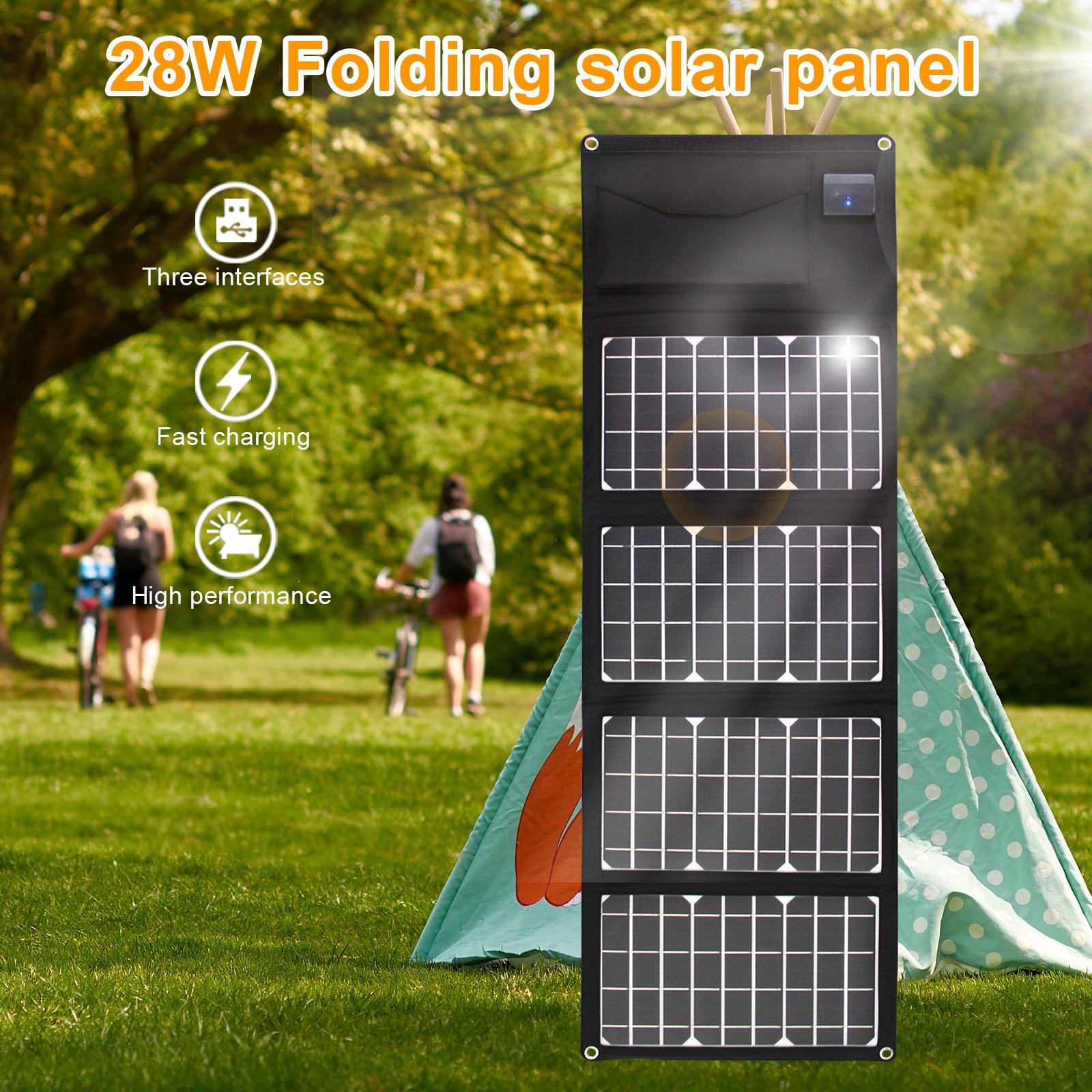 Solar Folding Bag Outdoor Charging Panel IPX4 Waterproof 28W for Cellphone