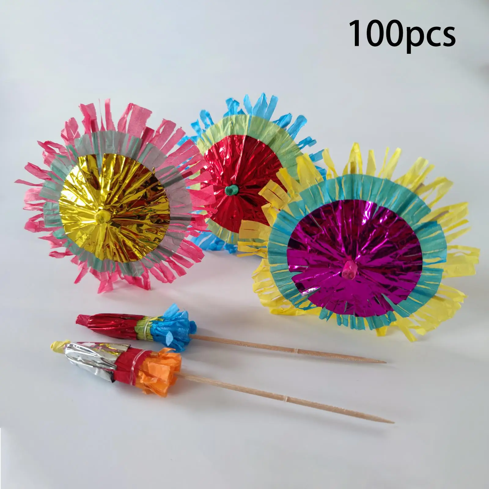 100x Colorful Paper Toothpicks, Cocktail Umbrellas Picks, Decorative Cocktail