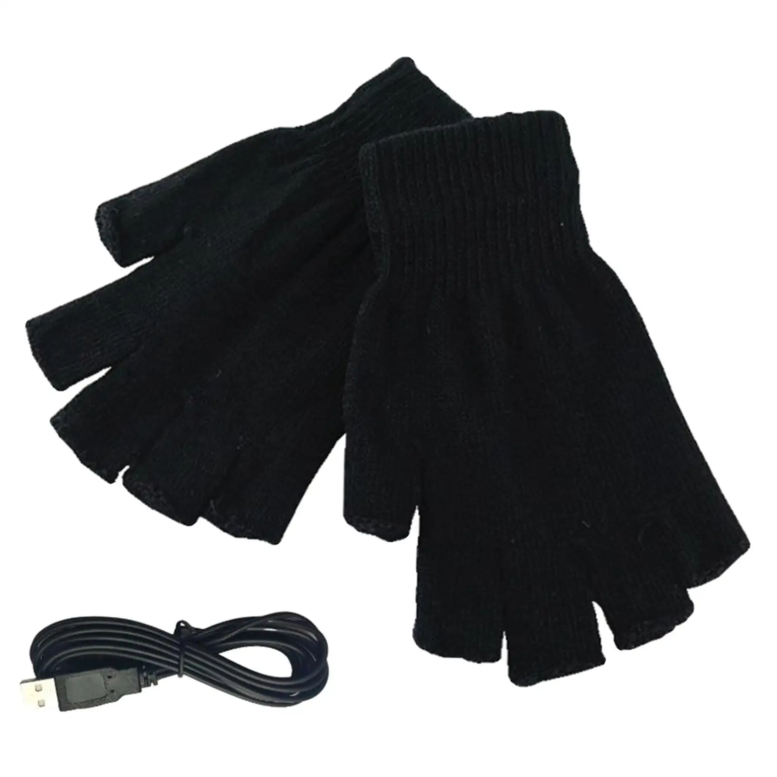 USB Heated Gloves for Men and Women , USB Heating Pattern Knitting Wool Heated Gloves Hands Warmer Laptop Gloves Fingerless