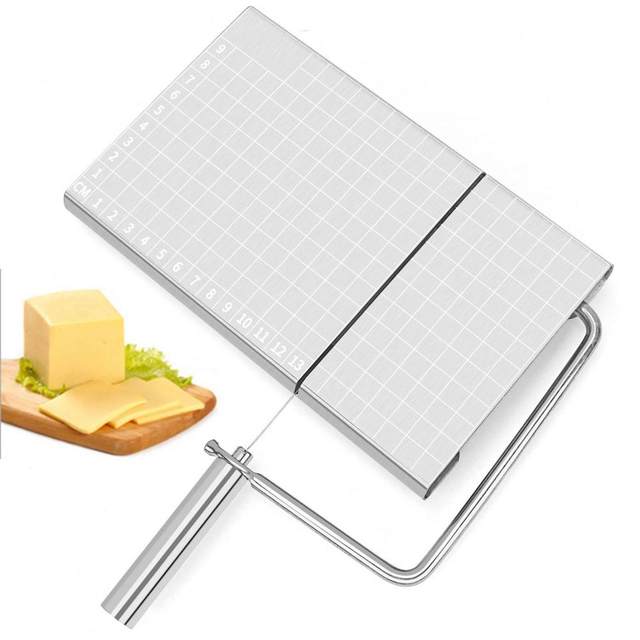 YEmirth Cheese Slicer with Wire for Block Cheese, Adjustable Cheese Cutter  Board with 6 Replacement Wires,Stainless Steel Precise Scale for Clear Cuts