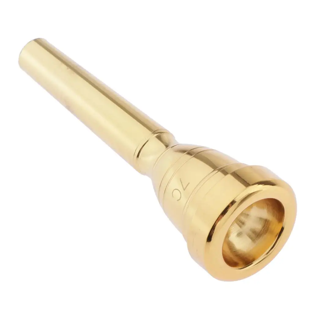 Trumpet Mouthpiece Replacement 7C Size Gold Plated Musician Instrument Accessory as Gift to Beginner Advanced Players