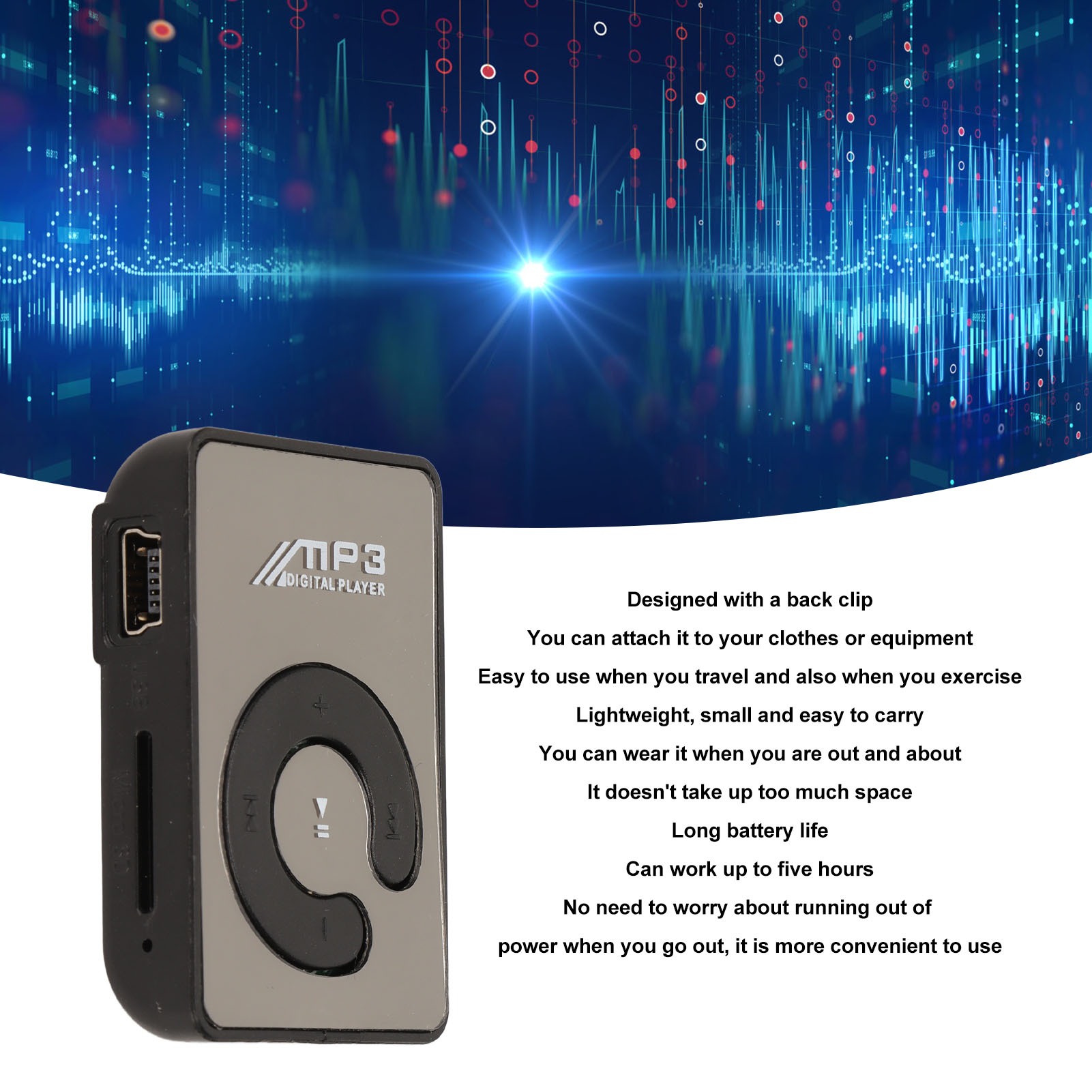 Title 6, Back Clip Player Portable Lightweight Mini MP3 ...