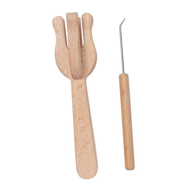 Knitting Fork and Needle Kit Wooden Hand Weaving Ancient Cording