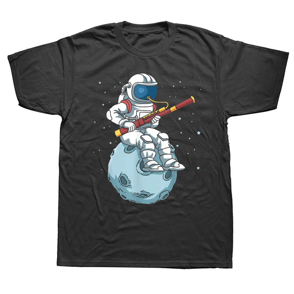Lustige Astronaut Fagott Band Player Bassoonist T Shirts Grafik Streetwear Kurzarm Geburtstag Geschenke Sommer Stil T-shirt Männer – Detail 2