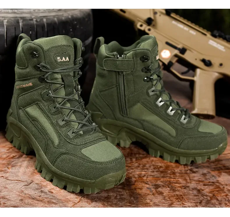 Black Military Boots for Men Army America Hiking Shoes Waterproof Trekking Combat Ankle Boot Tactical Work Safety Shoes Big Size