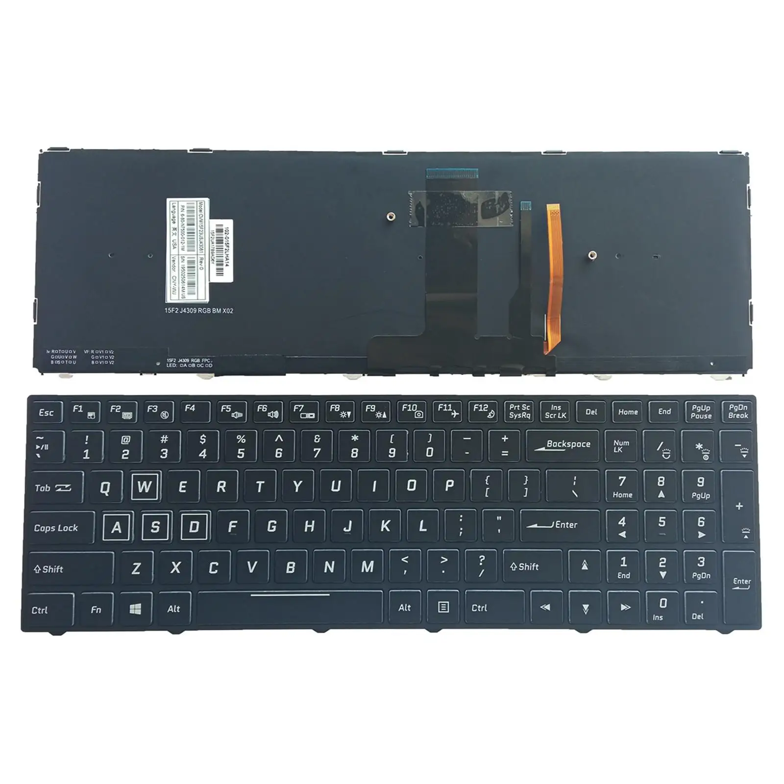 Laptop Keyboard Replacement, US Colorful Backlight English for Clevo N850 N857HK N950 Cvm15F23Usj430D 6-80-N85H3-191-1