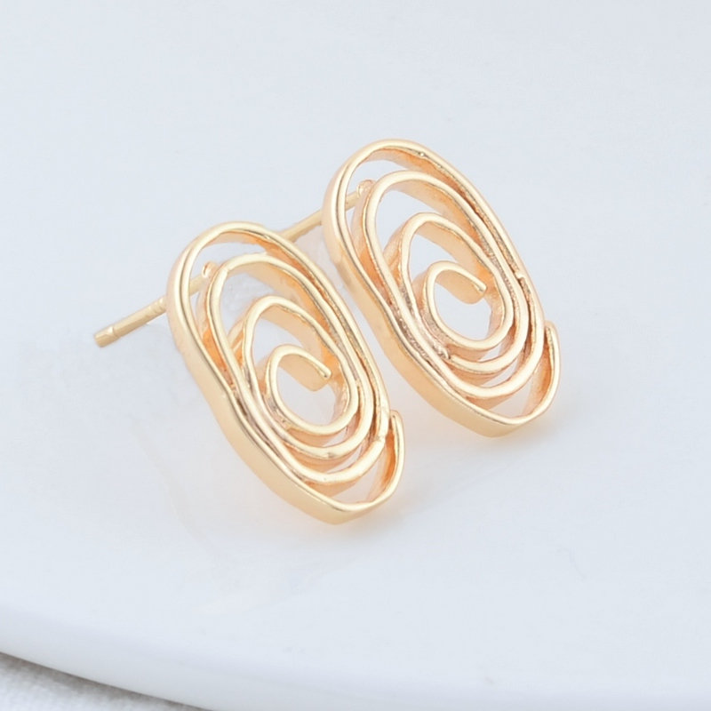 4PCS 10*17MM 14K Gold Farbe Überzogene Messing Oval Stud Ohrringe Hohe Qualität Diy DIY schmuck Finden Zubehör – Detail 1