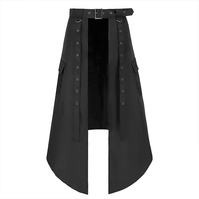 Pantalones De Hombre Estilo Escocés Hombres Cool Pocket Kilts Faldas  Casuales Negro Color Sólido Gothic Kilt Vintage Cargo Metal Belt Falda  Plisada Y2k De 16,04 €