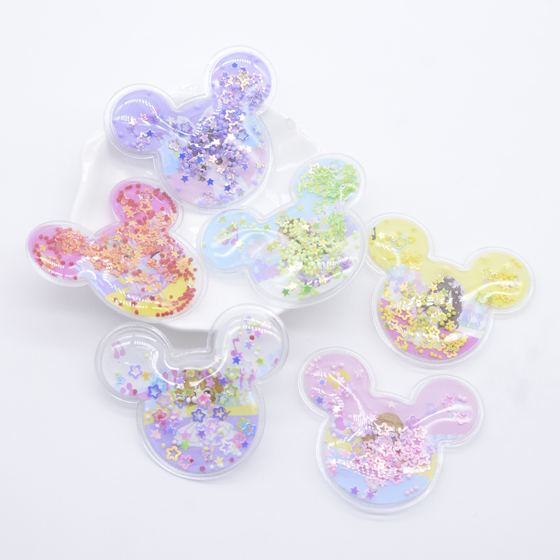 12 Stücke 5,2*4,5 cm Gedruckt Maus Kopf Pailletten Applikationen für DIY Kopfbedeckungen Clips Bogen Anhänger Dekor Zubehör Kleidung Patches – Detail 1