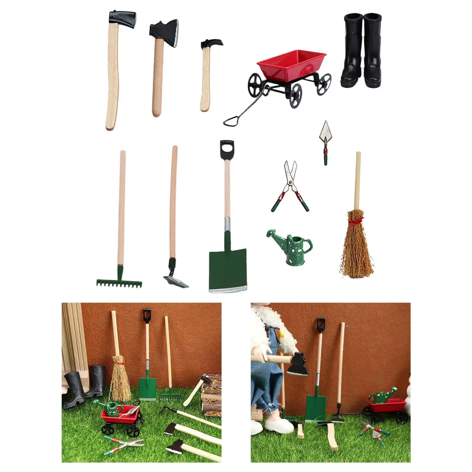 Miniature Garden Tools Pretend Play Ornament for Educational Toy Gardening