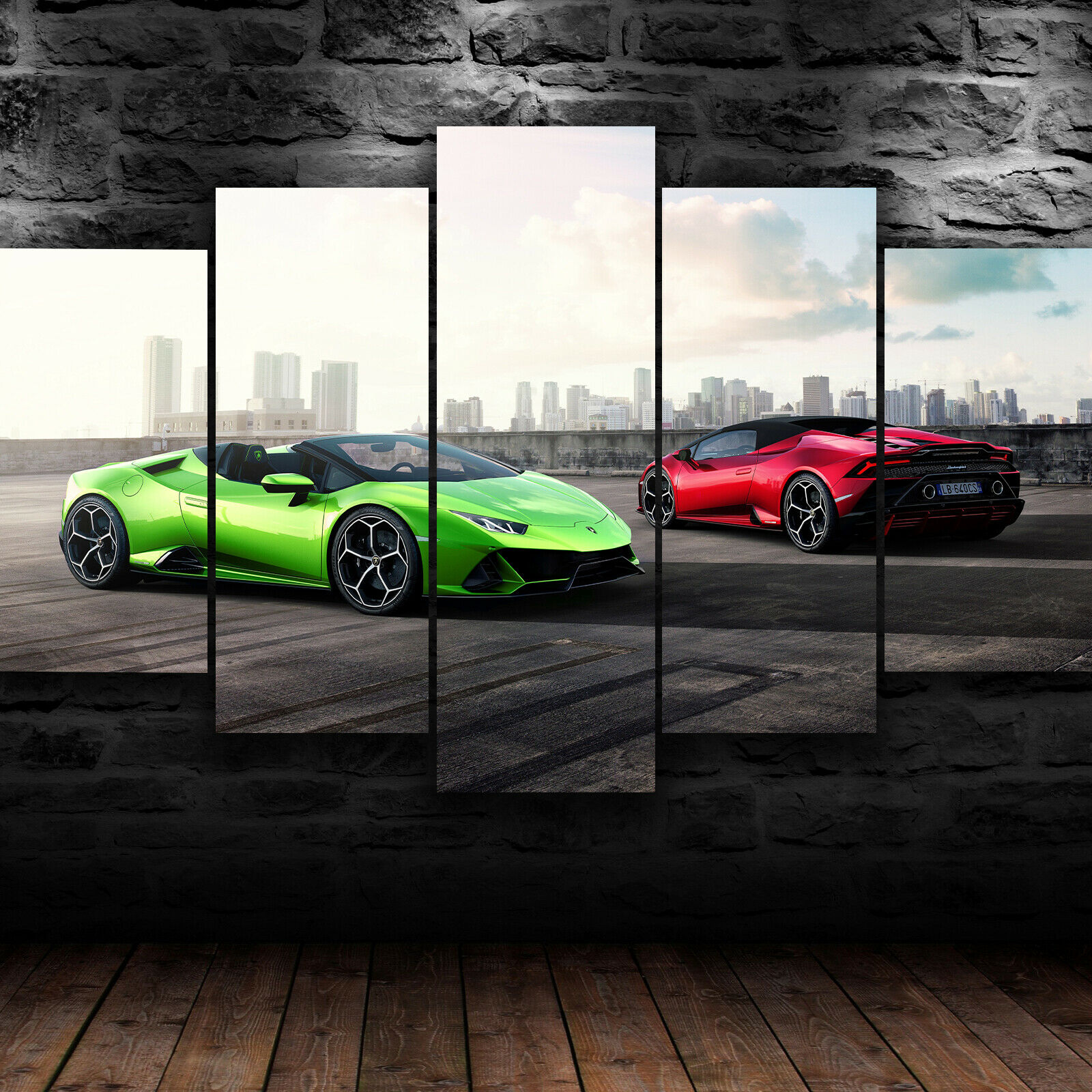 Lamborghini pinturas de Huracan Evo Green Red Cars, lienzo de 5 piezas,  impresión artística de pared, decoración del hogar, póster, 5 paneles| | -  AliExpress