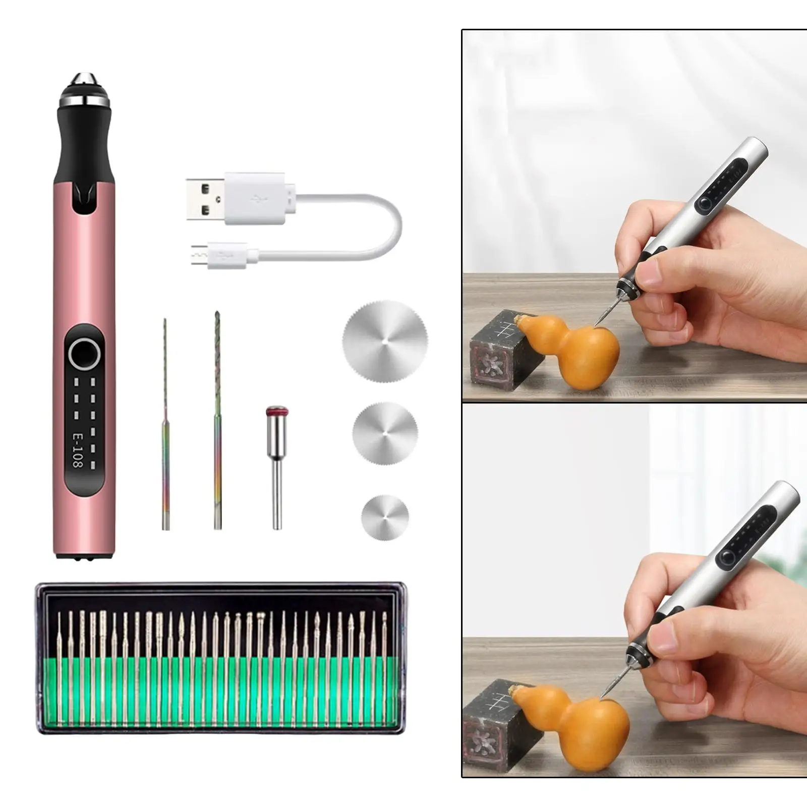 Mini Micro Engraver Pen Engraving Tool Kit USB Rechargeable Etching Pen DIY for Metal Jewelry Plastic Beginner Polishing Cutting