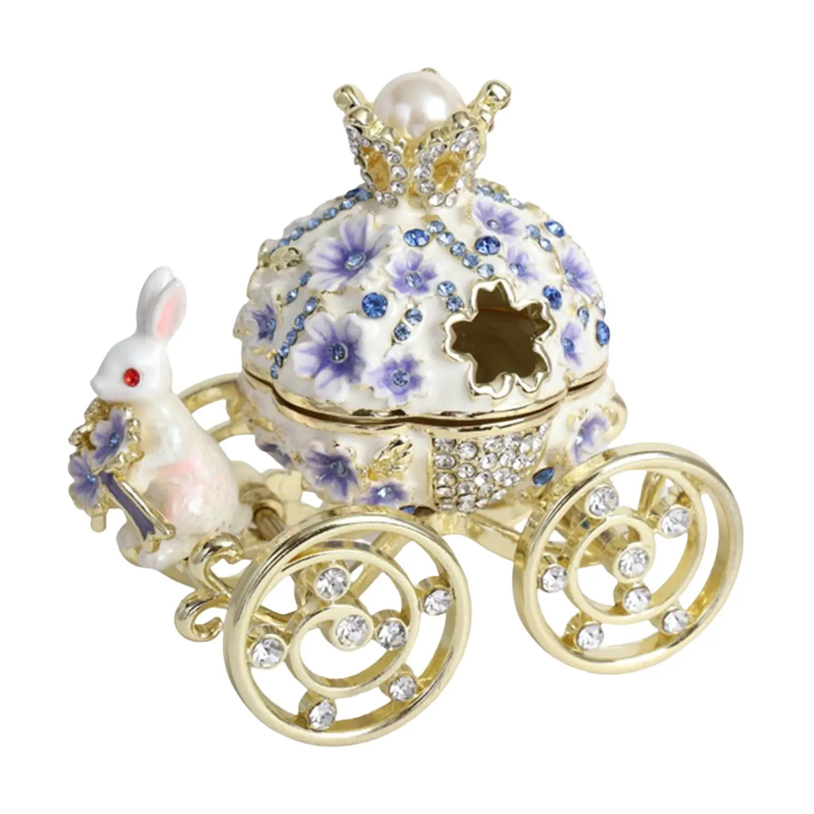  Flower Pumpkin Carriage Trinket Jewelry Box Rabbit Keepsake Hinged Home Decor Decorative Gifts Jewelry Display Organizer