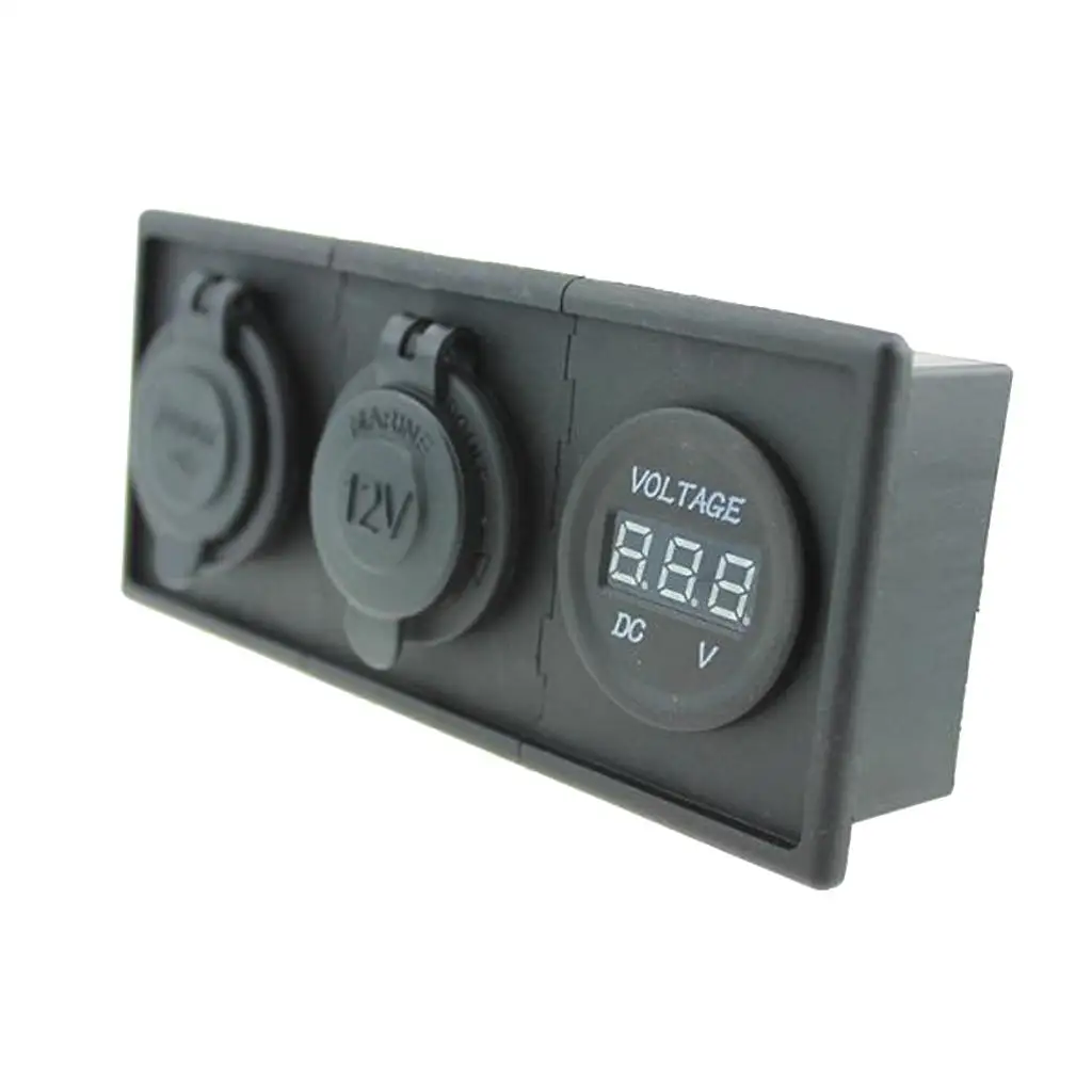 3in1 Voltmeter + Dual USB Charger + Cigarette Lighter Socket for 12 Volt Car