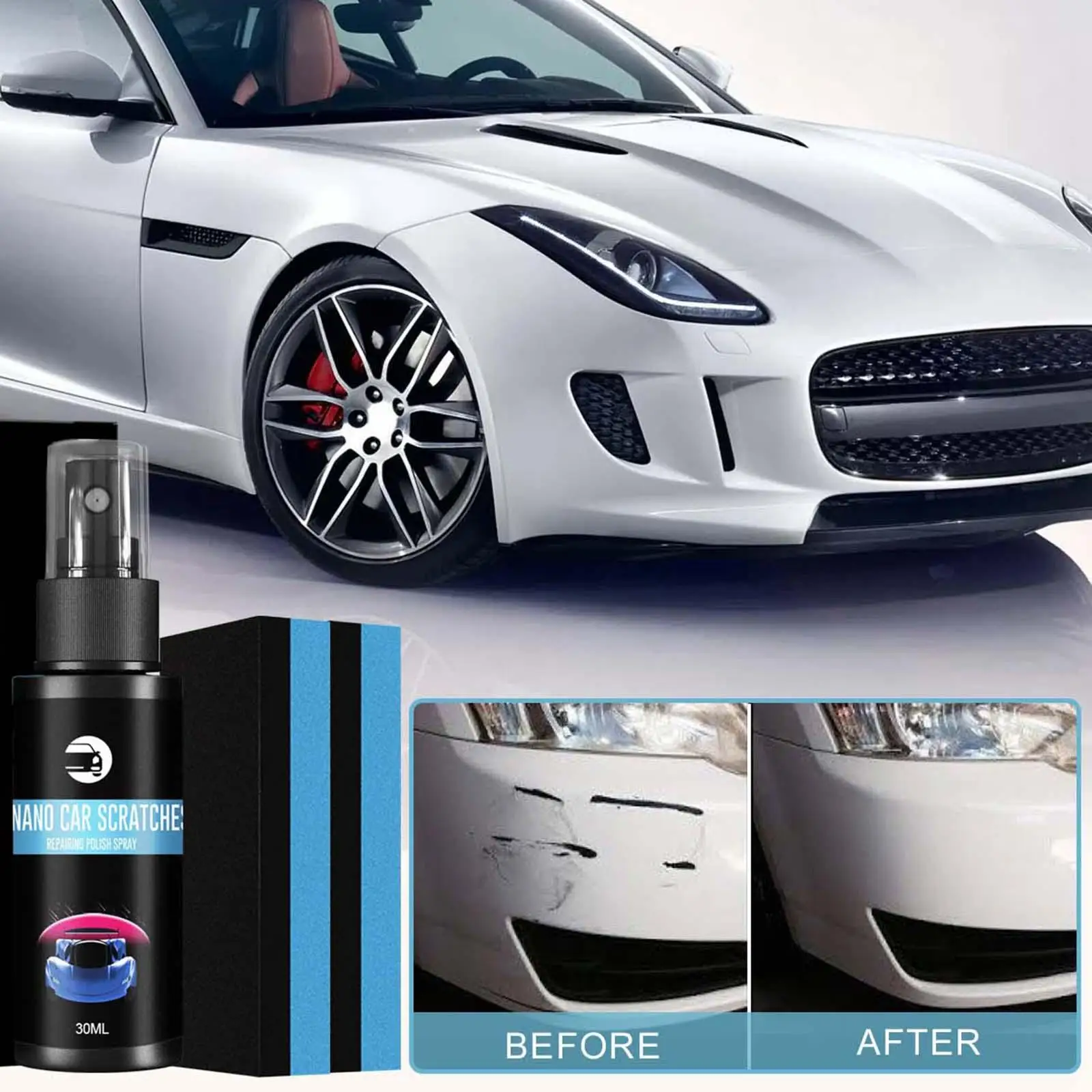 Ceramic Coating Spray Car Repairing Spray with Sponge for Car Scratch 30ml Car Scratch Repair Removal Car Scratch Remover