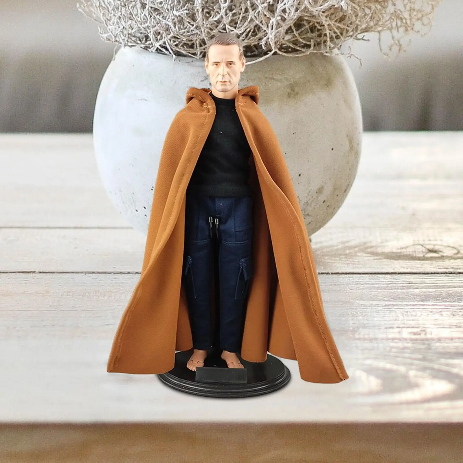 1/6 Scale Hoodie Cloak Casual Retro Stylish Solid Color Soldier Costume Full Length Cape for 12`` Action Figures Body Accessory