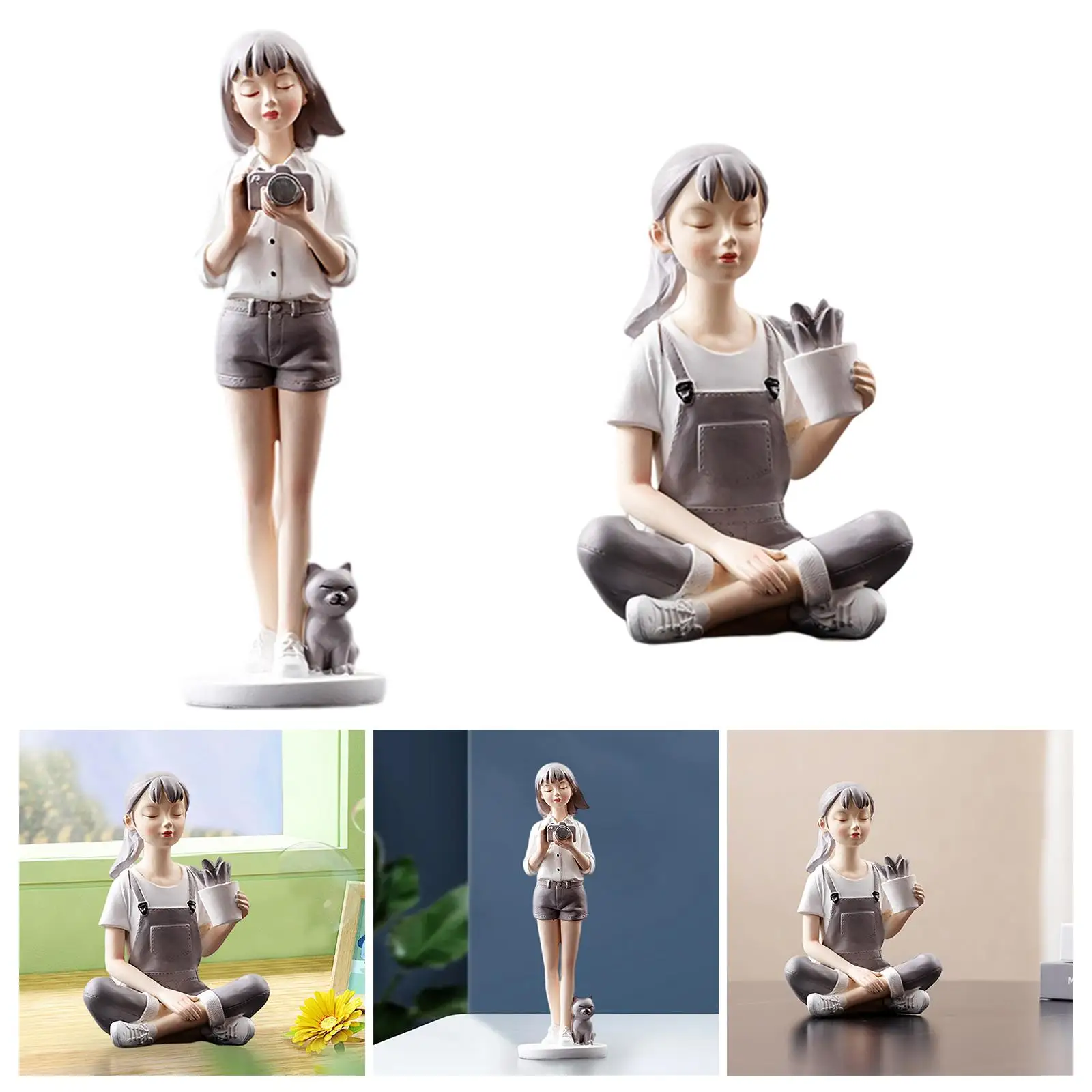 Nordic Maiden Ornament Sculpture Resin Modern Decorative Girl Figurine Statue for Dining Room Shelf Bedroom Gift Home Decoration