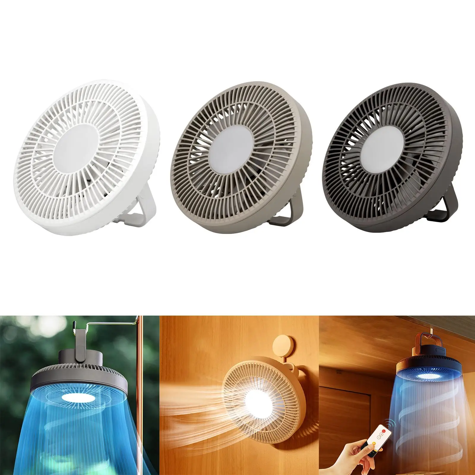 Portable Ceiling Small Cooling Camping Fan with Light for Home Office Travel