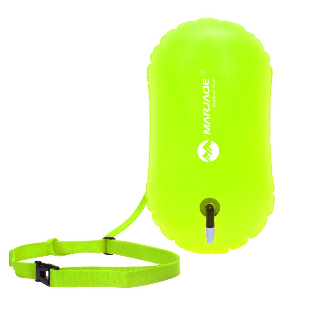 High Visibility Fluo Yellow Swim Bubble Swimming Tow Float Safety Buoy For Open Water Swimmers/Kayakers/Snorkelers/Triathletes